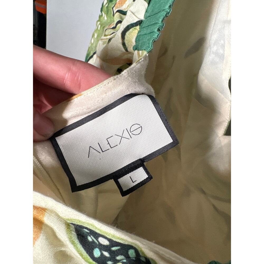 Alexis Pierah‎ Maxi Dress Womens L Jade Garden Fruit Linen Blend A-Line Resort - Picture 8 of 9